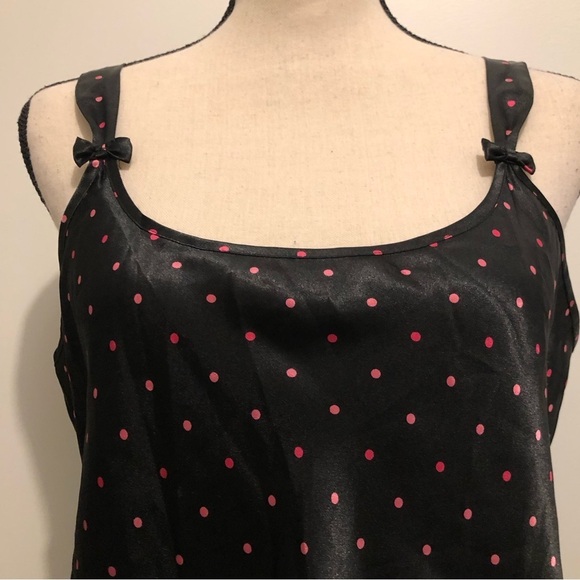 Mercer &  Madison camisole polka dot black and pink adjustable straps SZ L - Picture 2 of 7